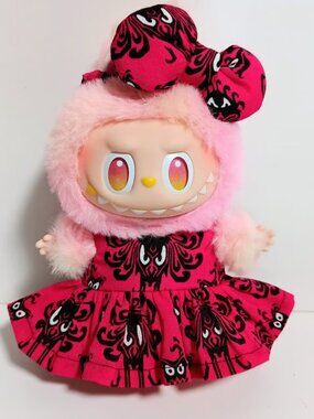 Custom Disney Haunted Mansion Wallpaper Print Dress and Bow Made to fit Labubu